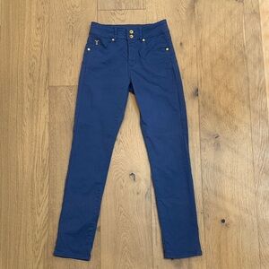 Tristan Blue Straight Leg Pant with Gold Embellishments